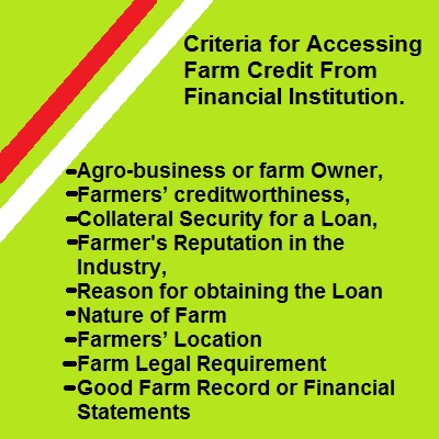 Criteria for accessing farm credit